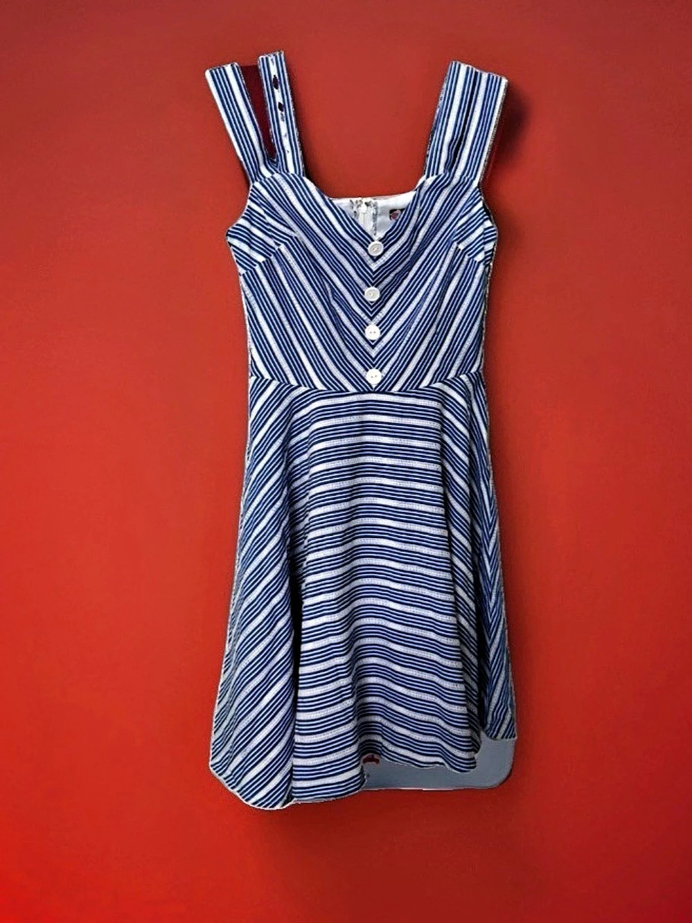 Studio C junior Size 1 Striped Mini Dress in Blue & White Size Medium NWT